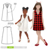 Style Arc’s Vivian Kids Dress pattern, sleeveless A-line with an elegant inverted pleat detail.