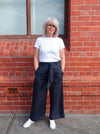 Trendy Clare Pant pattern with a wide leg, fashionable 7/8th length, and elastic waist, designed for a chic and slimming silhouette