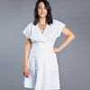 Charming Elodie Wrap Dress pattern with release pleats, dolman sleeves, and a choice of skirt lengths, perfect for any occasion from picnics to weddings