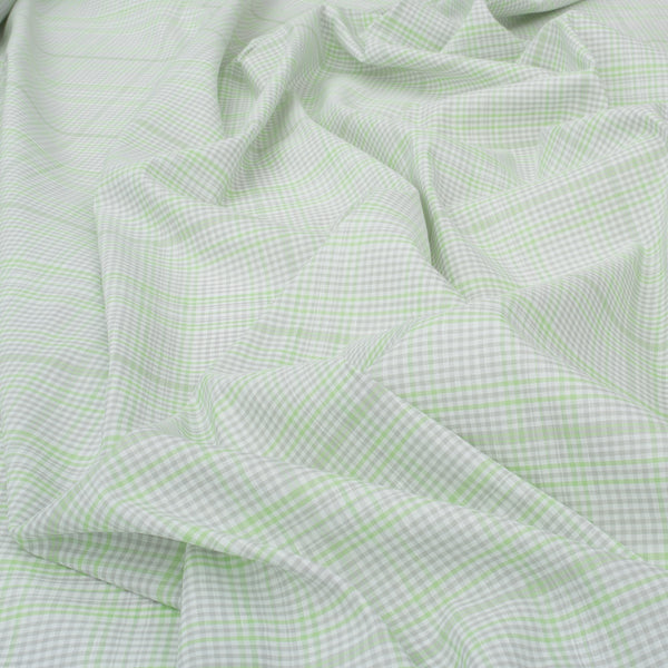 Lime Green Plaid Linen Blend Fabric