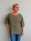 Style Arc’s Wilma Woven Top pattern showcasing a square shape with gusseted dolman sleeves.